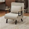 Fabulcozy Divano Letto Convertibile 3 in 1, Poltrona Regolabile 5 Posizioni, Fodera Rimovibile Lino-Cotone, Cuscino Spesso, Piedi Metallo Trapezio Inclinato, Braccioli Legno-Metallo, per Salotto,Beige
