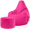 Green Bean Pouf Sacco Cozy + Sgabello Rotondo - già Riempito - Robusto, Lavabile, antimacchia - Cuscino da Pavimento per Bambini e Adulti, Poltrona Relax, Poltrona da Gioco, Pouf - Rosa