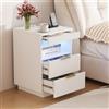 YNYHTER Comodino con luce LED e caricatore, comodo comodino con 2 cassetti, con LED e USB, 60 x 40 x 40 cm, comodini ausiliari con 2 cassetti, mobile in legno, cassettiera per soggiorno e camera da letto
