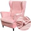 Highdi Tinta Unita Velluto 2 Pezzi Copripoltrona con Orecchie Elasticizzato, Copridivano da 1 Posto con Fodera per Cuscino, Lavabile Rimovibile, per Bar Soggiorno Camera da Letto (Rosa)