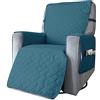 Highdi Copripoltrona Relax Reclinabile Trapuntato Impermeabile Universale Copridivano 1 Posto con Tasche Laterali e Fascia Elastica, Lavabile, Antiscivolo, Antivegetativo (Grande,Blu Verde)