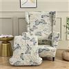 Highdi 2-Pezzi Copripoltrona con Orecchie Elasticizzato, Elegante Fiori Copridivano da 1 Posto Strandmon con Fodera per Cuscino, per Bar Soggiorno Camera da Letto Reception (La Farfalla)