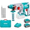 TOTAL TRHLI202287 Martello girevole con sacchetto, caricabatterie, 2 batterie al litio da 20 V e 4 Ah
