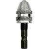 PureBowlic Adattatore per mandrino senza chiave per trapani elettrici con azionamento esagonale che supporta punte da 0,5 mm a 3 mm e gambo esagonale integrato da 6,35 mm (argento)
