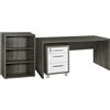 Composad | Scrivania, Cassettiera e Libreria Bassa con 2 Ripiani della Linea Disegno, Set di 3 Mobili per Ufficio, Ufficio Moderno, Colore Rovere Sonoma e Bianco Laccato, Made in Italy
