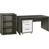 Composad | Scrivania, Cassettiera e Libreria Bassa con 2 Ripiani della Linea Disegno, Set di 3 Mobili per Ufficio, Ufficio Moderno, Colore Rovere Sonoma e Bianco Laccato, Made in Italy