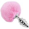 Accos Love Piccolo Plug Anale con Coda di Coniglio, Sex Toys Butt Plug per Cosplay, Plug Anale in Acciaio Inox (Helica Rosa) D2-2