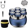 Redrentik Rasoio a testa calva maschile - Lame magnetiche 7D rimovibili, IPX6 completamente lavabile, indicatore di batteria a LED di precisione, batteria ad alta capacità. Blu