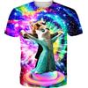 Fanient T-Shirt da Uomo Maglietta a Maniche Corte con Stampa di Gatti Divertenti T-Shirt Unisex da Uomo Cool Street Style XL