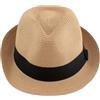 Carnavalife Cappello Panama unisex, cappello di paglia, cappello da donna e uomo, cappello a tesa corta, cappello estivo con protezione solare UPF 50+, cappello da spiaggia Fedora, marrone, 57
