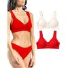 Risalti Reggiseno Senza Ferretto in Pizzo Costina Spalla Rib 2 Pz - Intimo Donna Elasticizzato in Microfibra, Top Seamless Senza Cuciture - Made in Italy