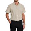 HISDERN Camicia Uomo Maniche Corte Camicie Estive Uomo Elegante Formale Camicia Cotone Casual Regular Fit Kaki 3XL