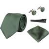 TruClothing Cravatta in Raso di Seta Set Regalo Fazzoletto Gemelli Cravatta Raso Opaco