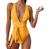 Generico Costume Intero, Costume Intero Donna Contenitivo, Mare Swimsuit Piscina Costumi da Bagno Modellante Curvy Sexy Nuoto Trikini Push Up Taglie Forti Giallo L