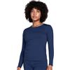 LAPASA Pacco da 2 o 1 Maglia Termica Donna Manica Lunga Fodera in Micro Pile - Pigiama Abbigliamento Intimo Canottiera Calda Elastica Traspirante Sportiva Blu Navy(Caldo) XS
