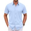 WINKEEY Camicia Uomo Maniche Corte Camicia da Lavoro No Stiro Business Shirt Senza Rughe Camicie con Bottoni Regular Fit,Azzurro S