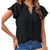 RPAEOY T Shirt Donna Camicia Elegante Maglietta Maniche Corte Blusa con Scollo a V Volant Texture 3D Maglia Estiva Top Casual Abbigliamento Primavera Estate