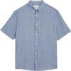 Marks & Spencer Uomo Camicia a Maniche Corte in Misto Cotone e Lino - vestibilità Regolare - Traspirante