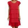 Generico Abito da Donna Elegante con Maniche a Balze a Strati, Abito Elegante e Fluido in Chiffon con Maniche a 3/4, Uno Stile Disinvolto per Ogni Occasione