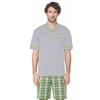 e.VIP Pigiama uomo Olaf S 202 cotone, Grigio chiaro/Verde, XL