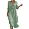 Allegorly Abito lungo da donna di grandi dimensioni, abito a maniche lunghe da donna, abiti a mezza lunghezza casual, comodi da spiaggia, maniche corte, camicia con tasche, A verde, XL