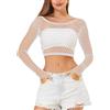 LemonGirl LEMON GIRL - Maglia a rete da donna, a maniche lunghe, babydoll, taglia unica, taglia 38-48, Bianco, taglia unica