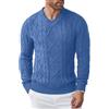 COOFANDY Maglione Uomo Scollo V Cable Maglia Caldo Casual Slim Fit Design Pullover Blu M