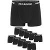 RED BRIDGE Boxer da Uomo Pacco da 10 Tinta Unita Unicolore Slim Cotone Stretch Elasticizzati Intimo Basic Nero L