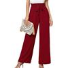 Heymoments Pantaloni da salotto da donna a gamba larga, leggeri, a vita alta, con nodo regolabile, con tasche, E17-bordeaux, L