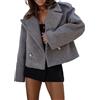 YIzdegg Giacca invernale da donna corta, Cappotto da donna inverno, Caldo misto lana giacca da donna, Elegante bottone reversibile giacca-blazer invernale, Tinta unita cappotto tweed, Casual cappotto