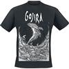 Gojira Woodblock Whales Uomo T-Shirt Nero 100% Cotone (Cotone Biologico) Regular