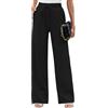 Heymoments Pantaloni da donna a gamba larga per il tempo libero, leggeri, a vita alta, palazzo con nodo regolabile fluidi con tasche, B01-nero, L