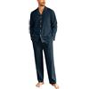 Ekouaer Pigiama da Uomo Invernale in Cotone Pigiami Due Pezzi Manica Lunga Pantaloni Pigiama da Notte Camicia Caldo， S-XXL