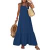 Generic Abito Lungo Donna - Vestito Lungo Donna Estivo con Spalline Sottili, Schiena Scoperta e Lacci, Abito Casual Modello Maxi, Balza al Fondo per Mare Vacanza Spiaggia da Giorno