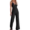 BOTCAM Tuta da donna elegante, tuta da donna, con scollo a V, sexy, senza maniche, in pizzo, per feste, club, abbigliamento da sera, da donna, per feste ed estive, Nero , XL