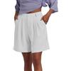 Famulily Pantaloncini estivi da donna casual a vita alta gamba larga pantaloni caldi elastico vita tuta pantaloncini con tasche S-XXL, bianco, S