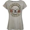 Guns N' Roses Bullet Logo Donna T-Shirt Grigio 100% Cotone Largo
