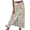 OMZIN Donne Estate Fessura Swing Svasato Cotone Lino Lungo Pulsante Anteriore Gonna A Vita Alta Fiori Colorati S