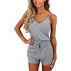 Dreamskull, tuta corta intera con pantaloni, senza maniche, schiena scoperta, scollo a V, spalline elasticizzate, da donna grigio. XL