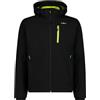 CMP Giacca da uomo in Softshell con cappuccio staccabile, 3A01787N (IT, Numero, 46, Regular, Regular, Nero/Acido)