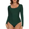 SHAPERIN Body Manica Lunga Donna Scollo Rotondo Bodysuit Tops Elegante Long Sleeve Body Suits Roun Neck Women Casuale Verde XL