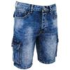 Evoga Jeans Pantaloni Corti Uomo Cargo Blu Denim con tasconi Laterali
