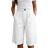 Générique Pantaloncini elasticizzati tinta unita da donna con mezza bottone, tasca corta, casual, gambe larghe, comodi quotidiani, basic, alla moda estiva leggera