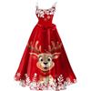 Generico Donna Vestiti di Natale Manica Lunga Abito Natale Vestito da Donna Tunica Stampa Natale Maxi Abito Elegante Vintage Abiti da Natale Party Festa Cocktail Swing Vestito Abito da Sera, Feste, Ballo