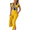 NaLatia Completo Donna Elegante Tailleur Estivo Casacca E Pantaloni Cerimonia Curvy Set Abbigliamento 2 Pezzi Ufficio Formale Costume Lavoro Completino Casual Outfit