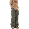 Sumleno Pantaloni Cargo Larghi da Donna Y2K Abbigliamento Multi-Tasca Rilassato Fit Jeans Fata Grunge Vestiti Alt Emo Streetwear, Verde Militare, M