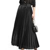 EMOTTOS Autunno Inverno Gonna Lunga Donna alla Vita Plissettata Metallizzata, Gonna Maxi con Vita Alta Elastica, Modello A-Line Elegante Brillante Ufficio, Matrimonio e Festa, Nero/Oro, Taglia Unica