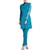 Celanisai Costume Da Bagno Musulmano Per Donne, 3 Pezzi, Burkini A Maniche Lunghe Con Hijab, Protezione UV, Materiale Traspirante E Ad Asciugatura Rapida, Colore Celeste, Taglia 3XL