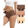 INNERSY Mutande Mestruali Donna Flusso Abbondante Vita Alta Mutandine Assorbenti bambù Pacco da 3 (XS, Marrone, Beige, Marrone Chiaro)