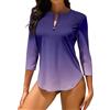 WOWENY Costume da Bagno Anti UV da Donna, con Protezione Rashguard, Maniche A 3/4 Cerniera A 1/4 Asciugatura Rapida, per Acqua, Surf, Spiaggia